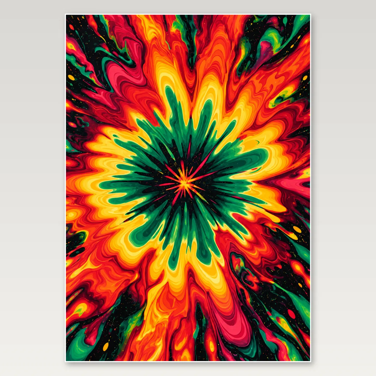 Molten Rainbow Bloom A4 Poster mockup