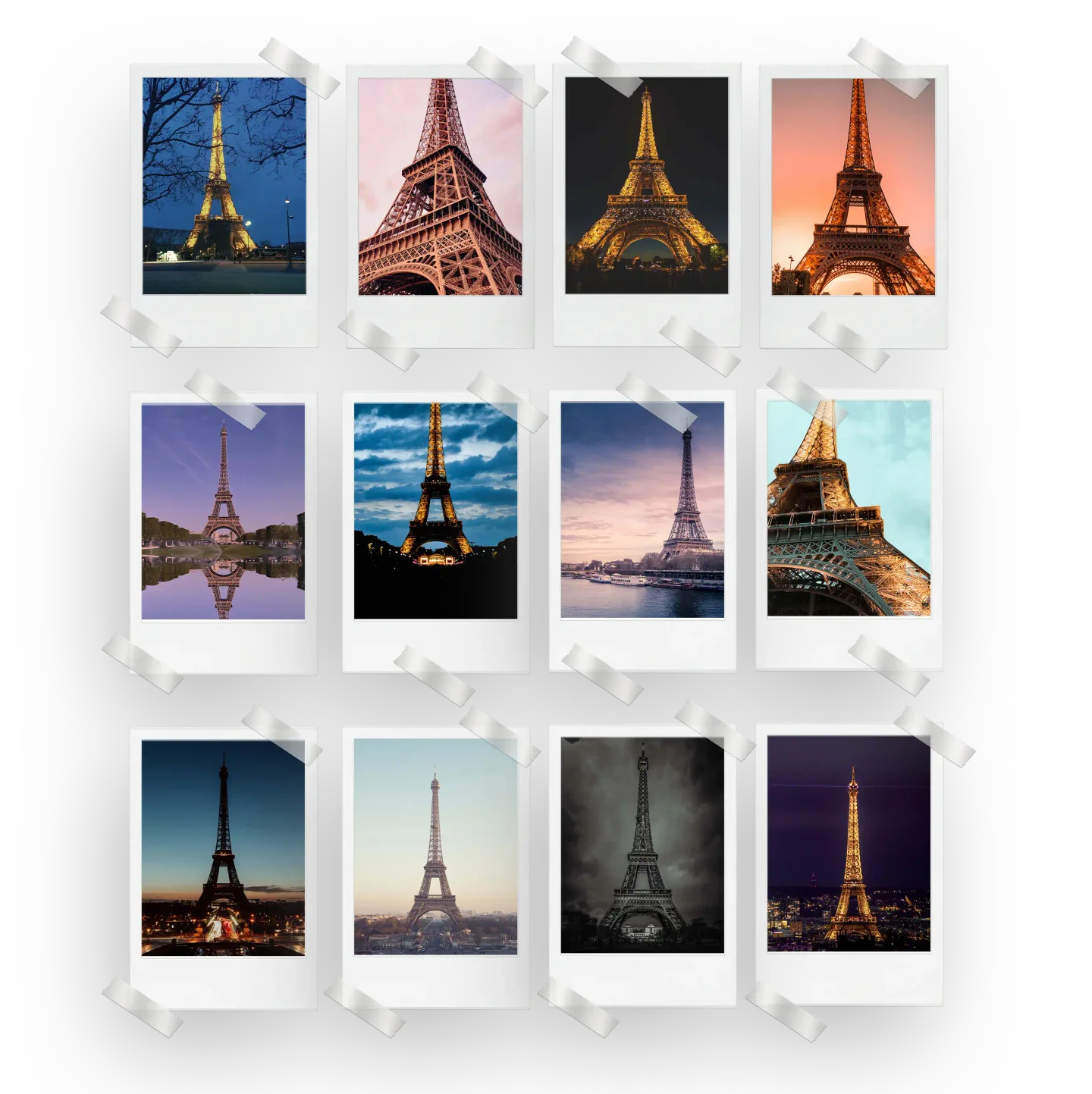 Eiffel Tower Prints Set of 12