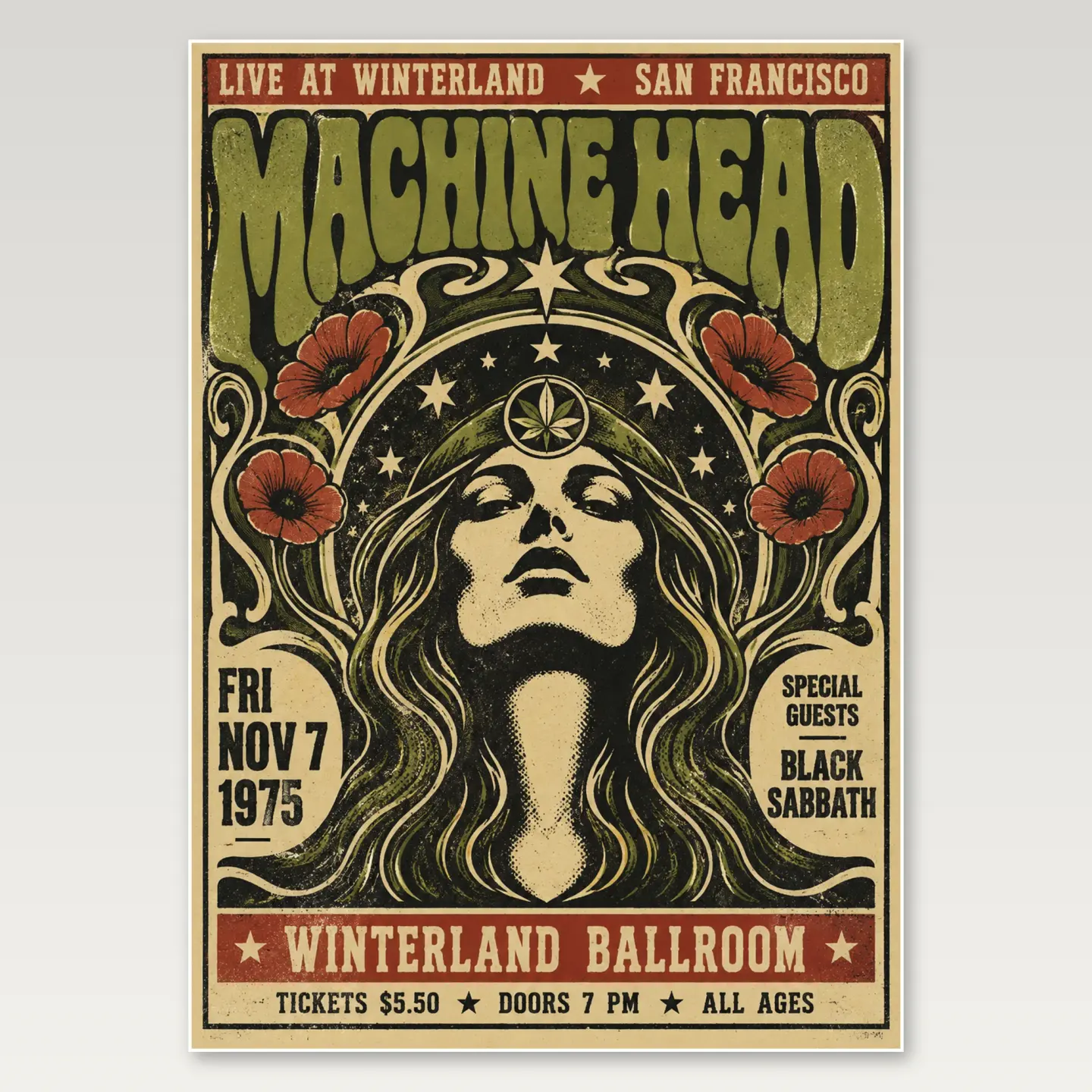 Machine Head Vintage A4 Poster mockup