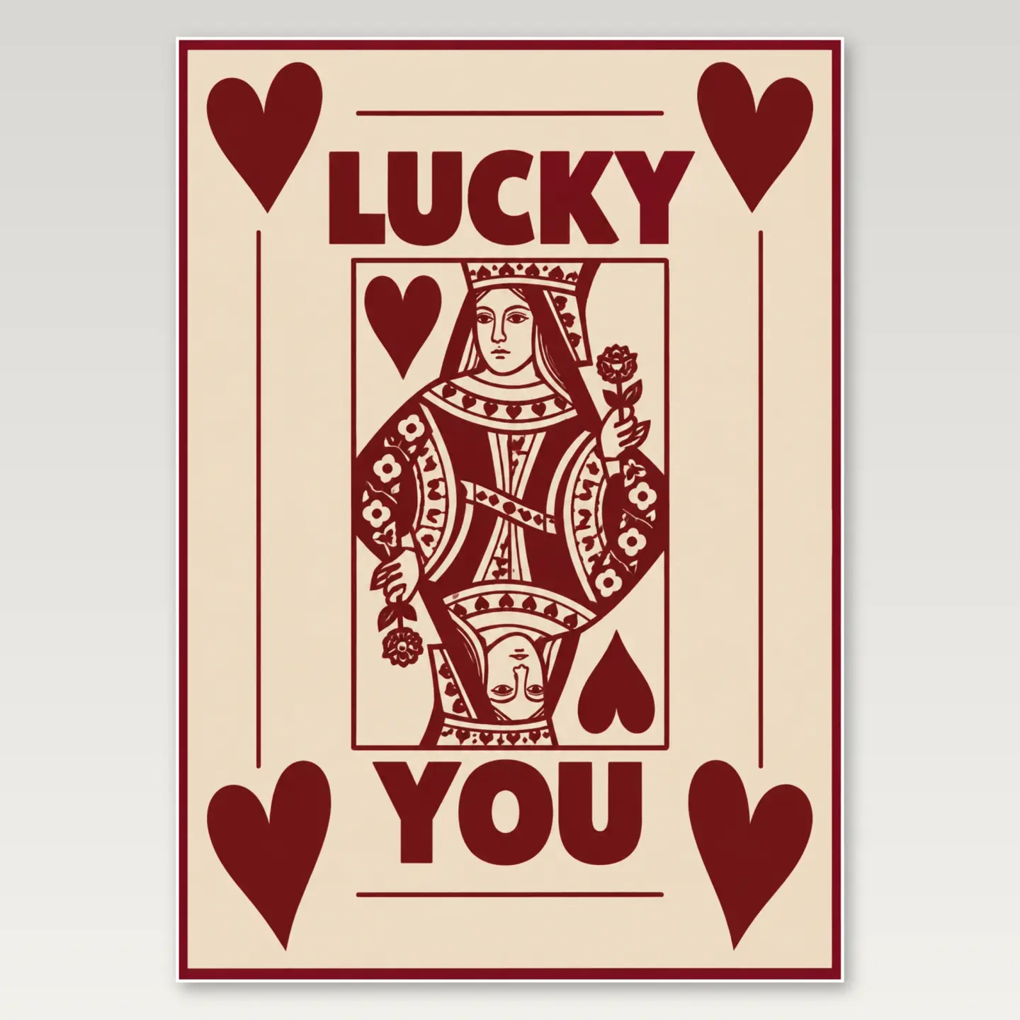Lucky Queen Card A4 Poster mockup