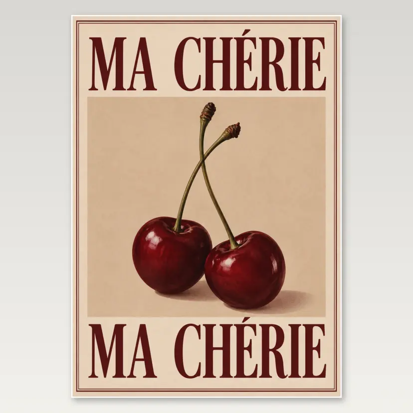Ma Cherie Two Cherries A4 Poster