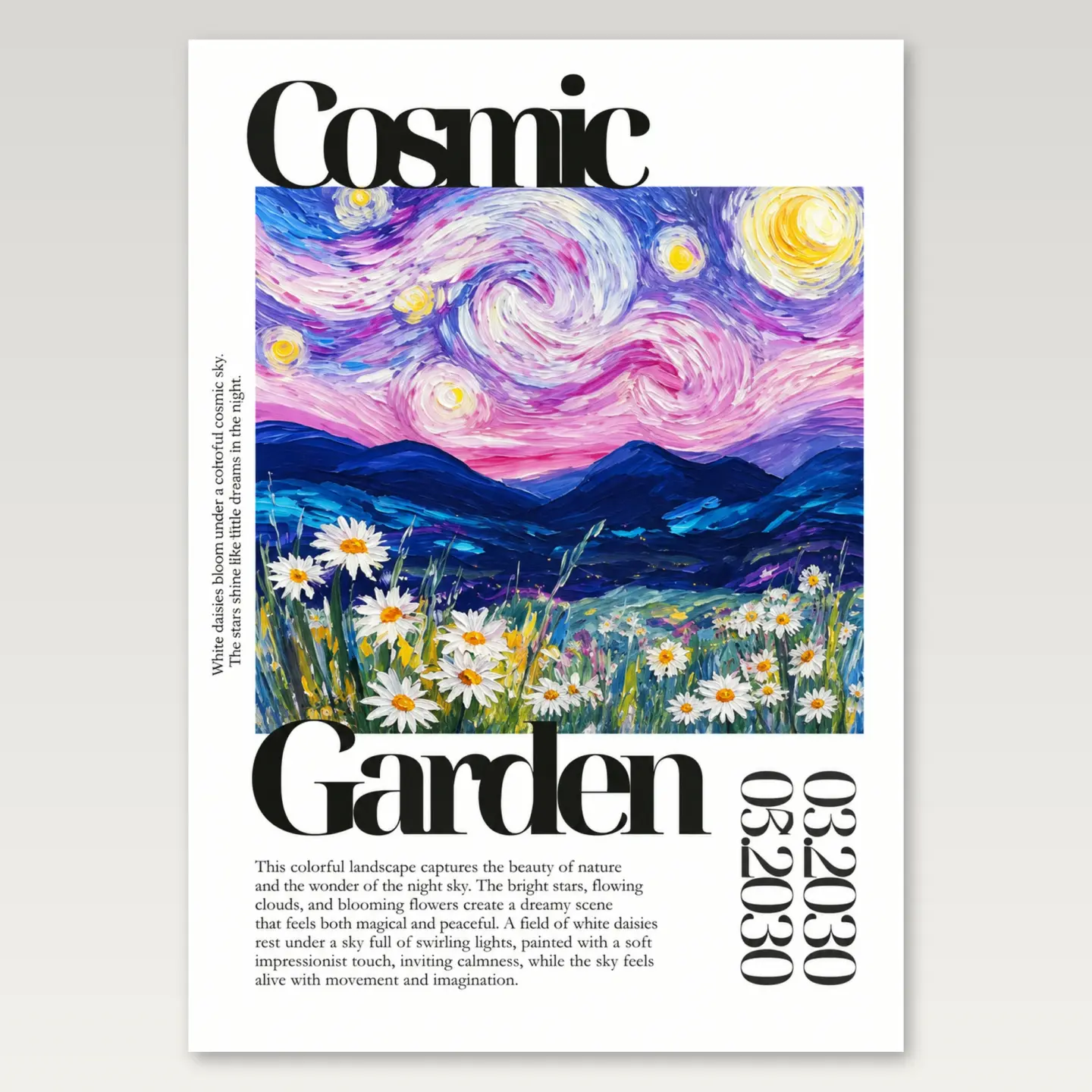 Cosmic Garden A4 Poster mockup