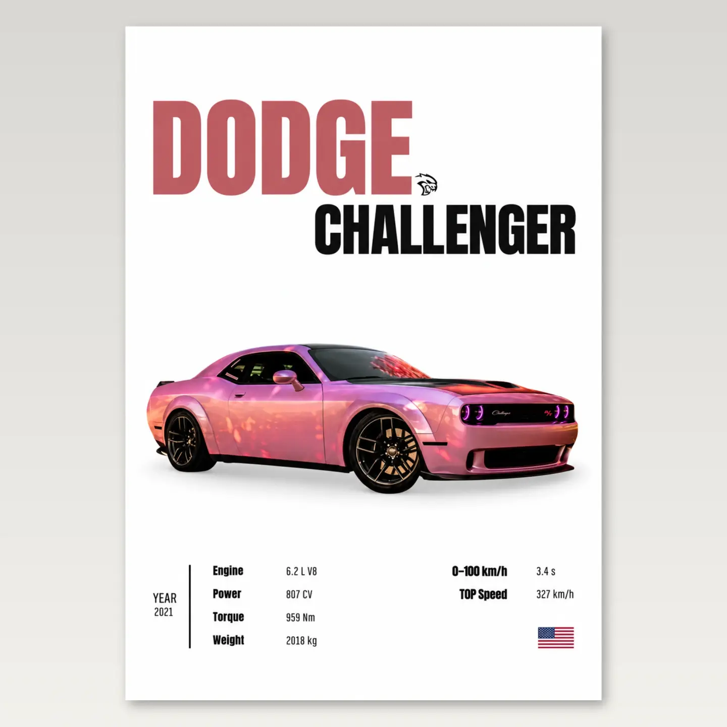 Pink Challenger A4 Poster mockup