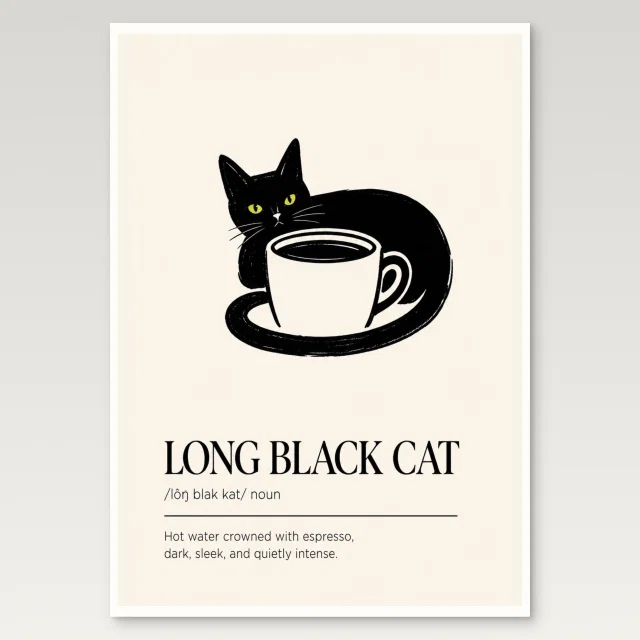Long Black Cat Poster