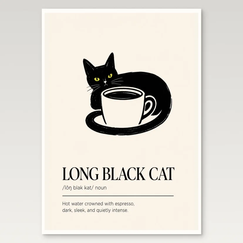 Long Black Cat Poster