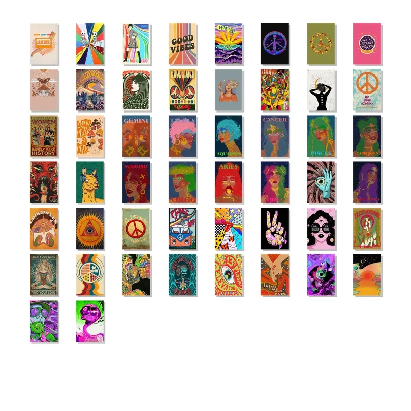 Hippie Art Set of 50 Collage Kit