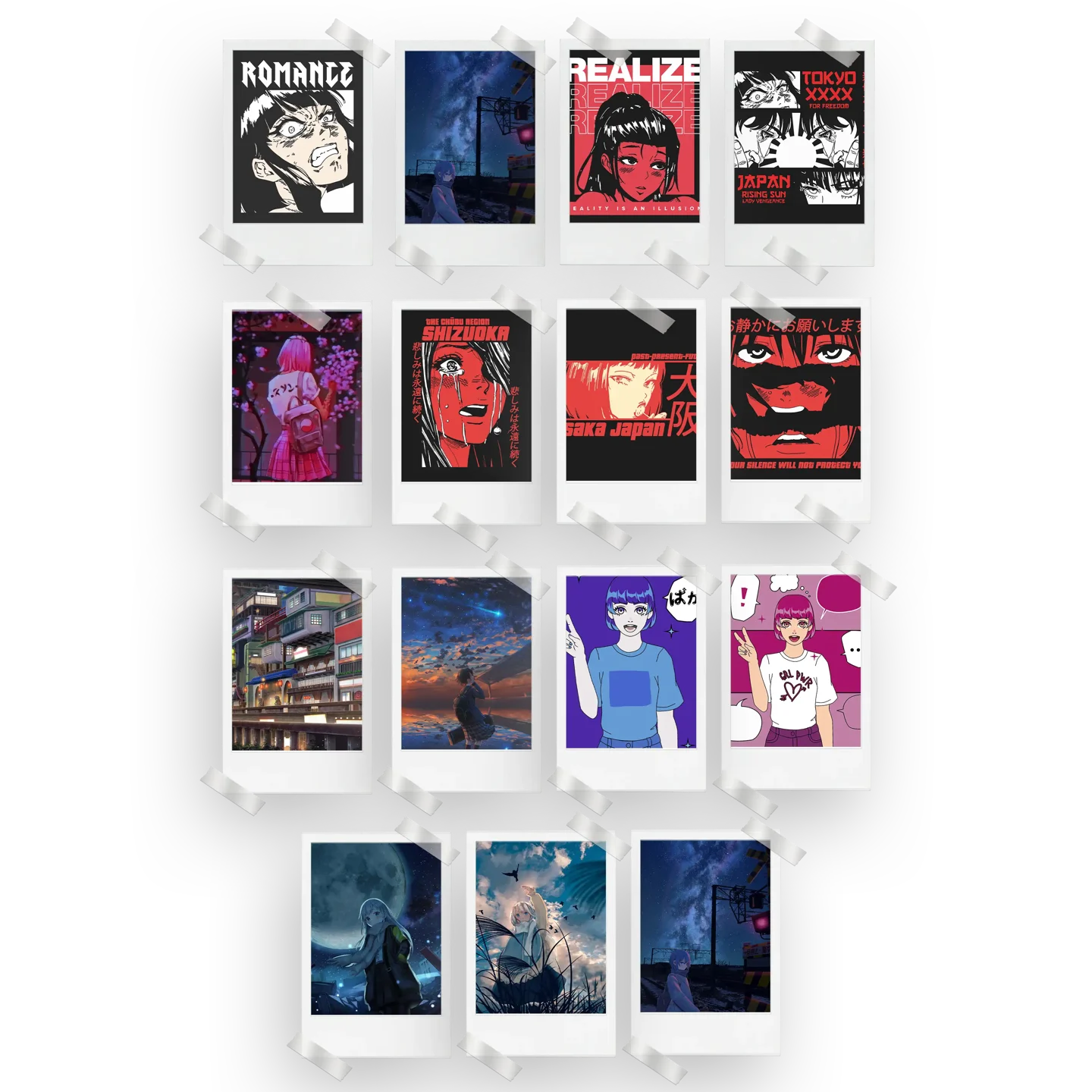 Anime Aesthetic Prints Set of 15