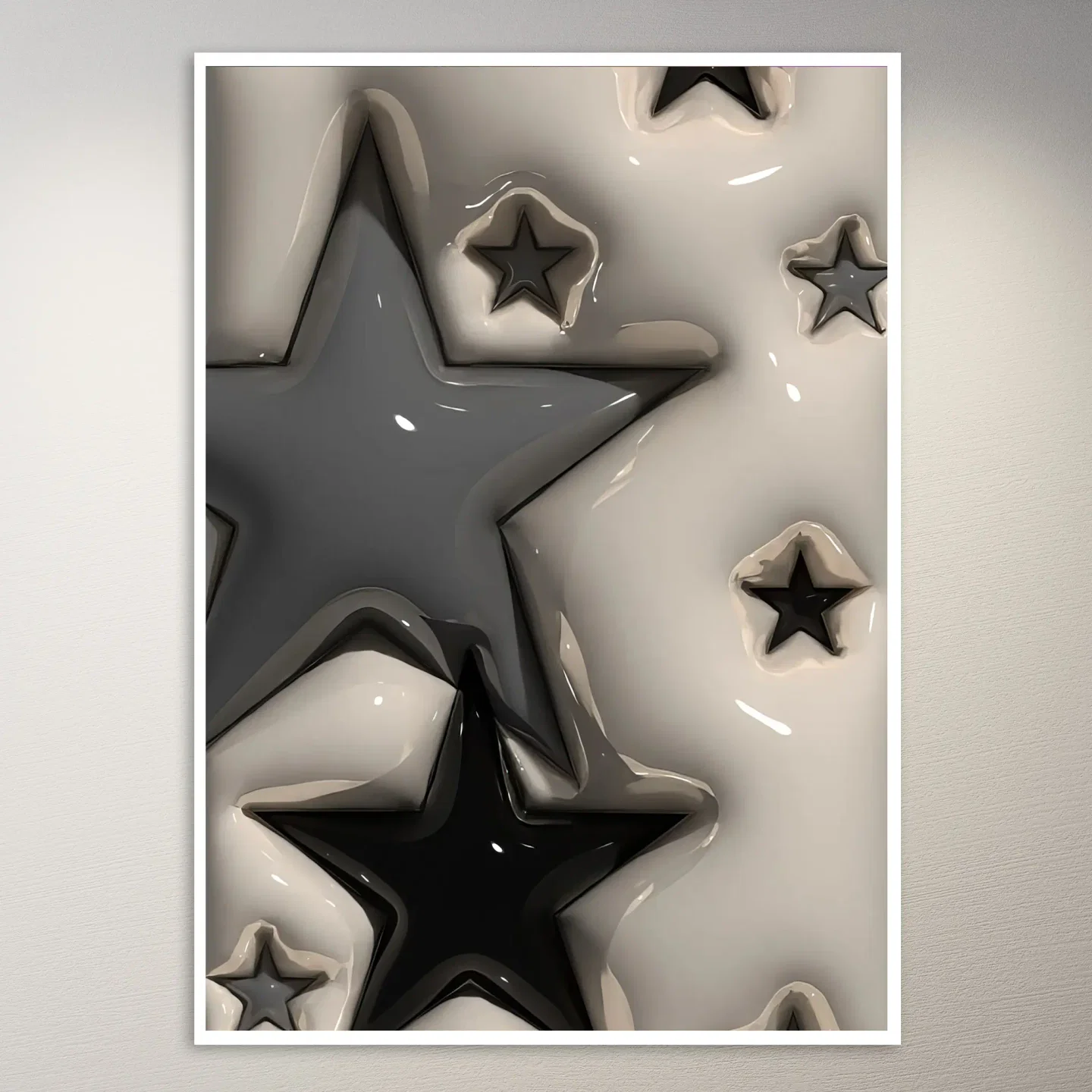 Black and Gray Glossy Stars Poster