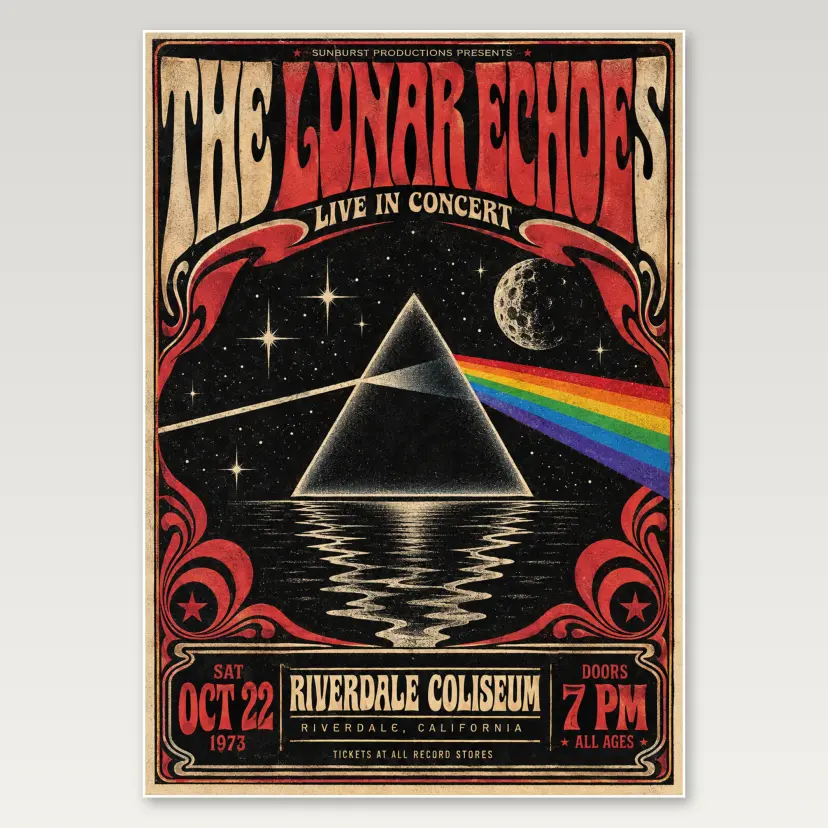 Pink Floyd Dark Side Tour A4 Poster