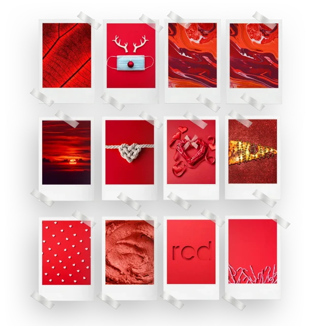 Red Abstract Prints Set of 12