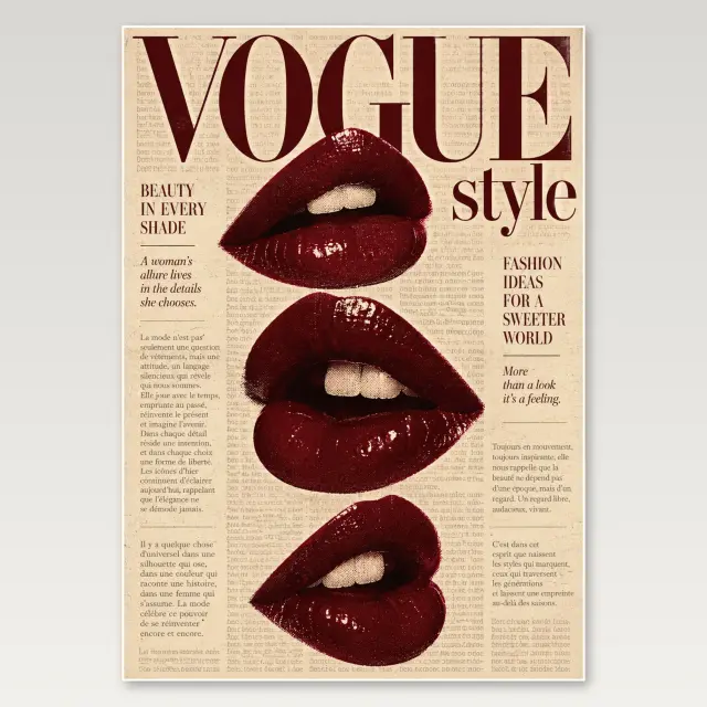 Vogue Triple Lips Editorial A4 Poster