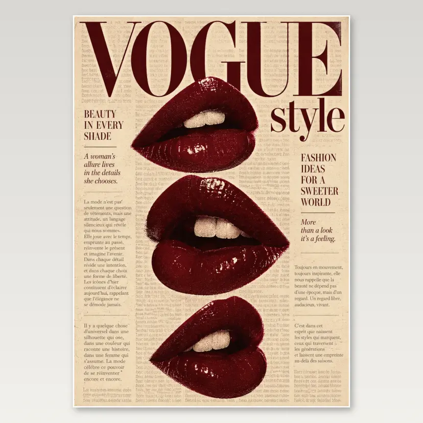 Vogue Triple Lips Editorial A4 Poster