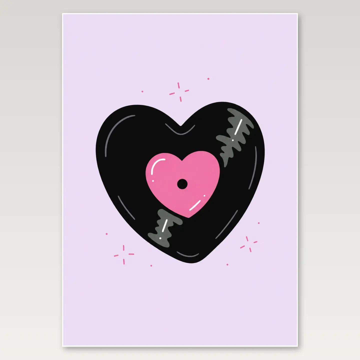 Heart Vinyl Pink A4 Poster mockup