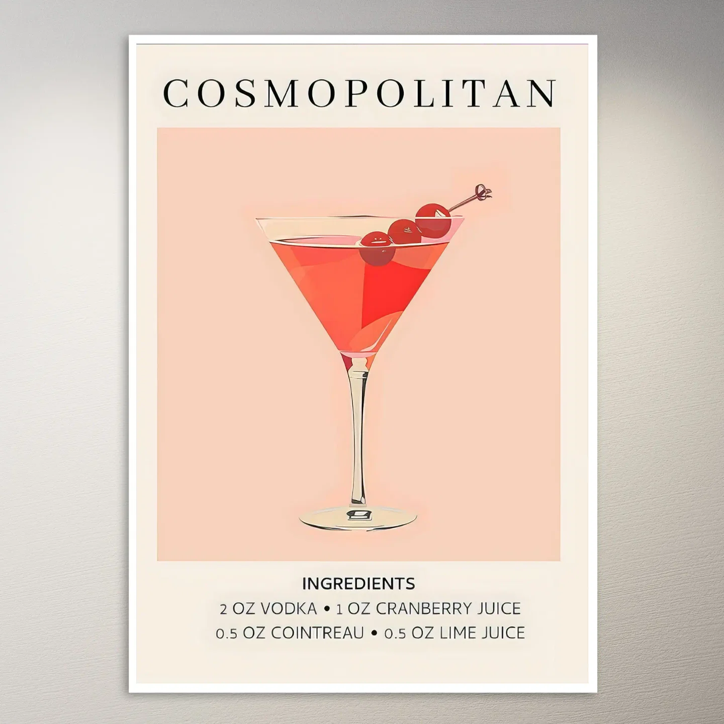 Cosmopolitan Cocktail Ingredients List Poster
