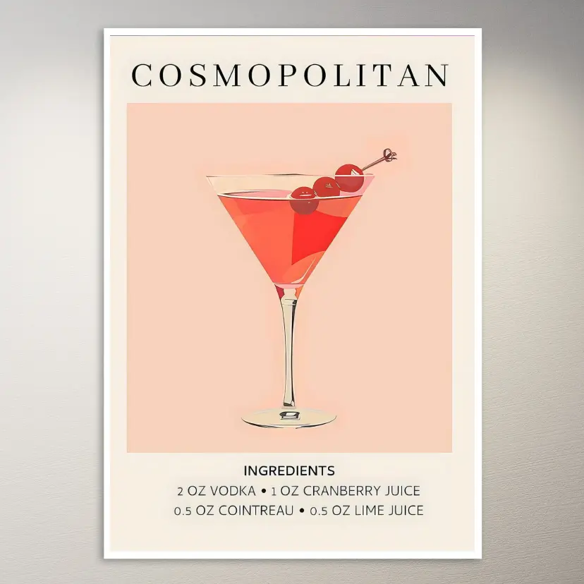 Cosmopolitan Cocktail Ingredients List Poster