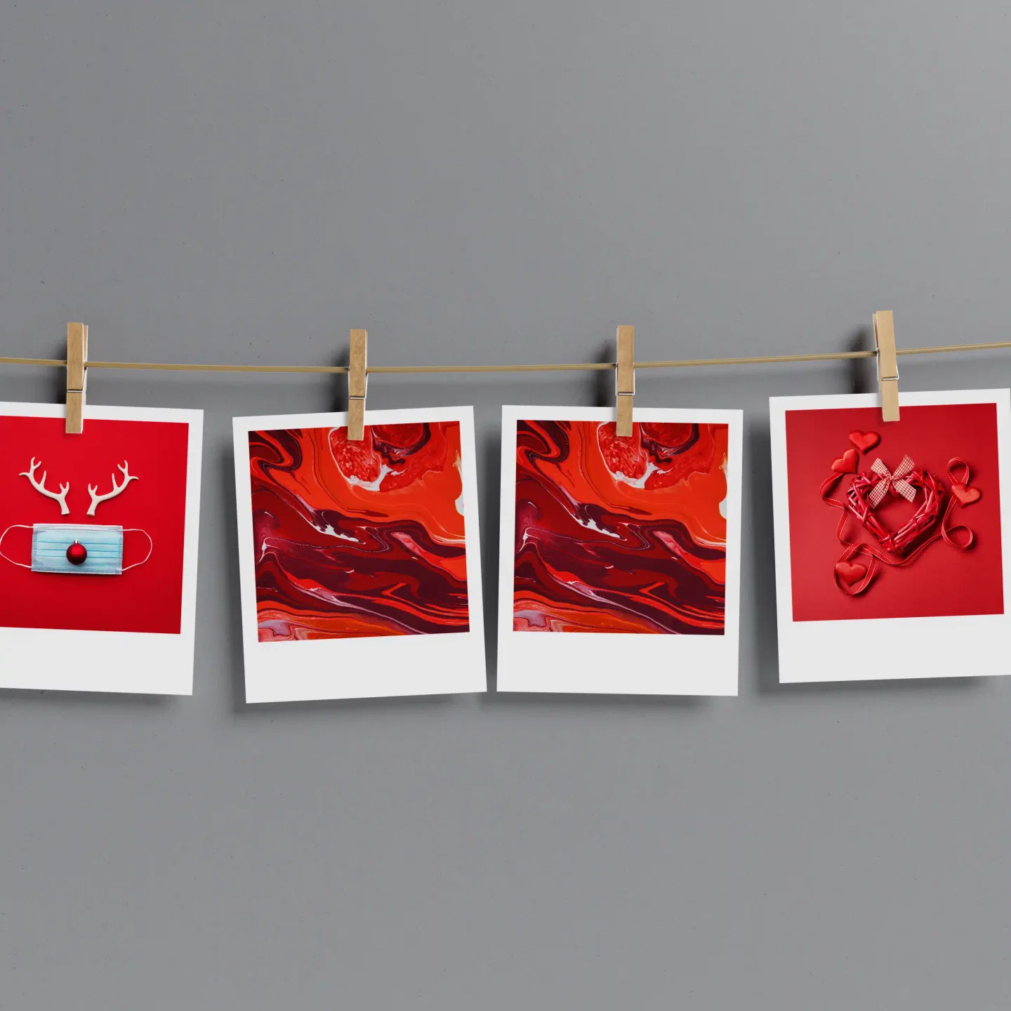 Red Abstract Prints Set of 12