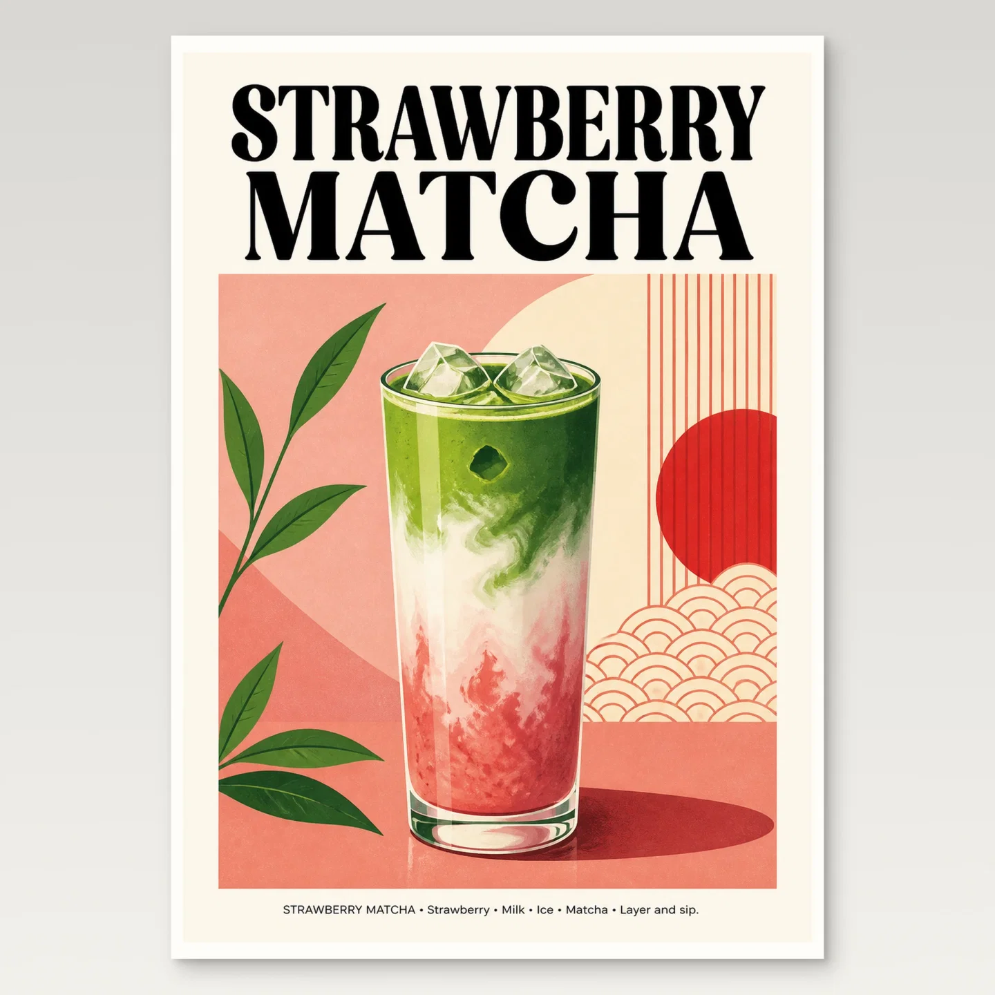 Strawberry Matcha Poster mockup