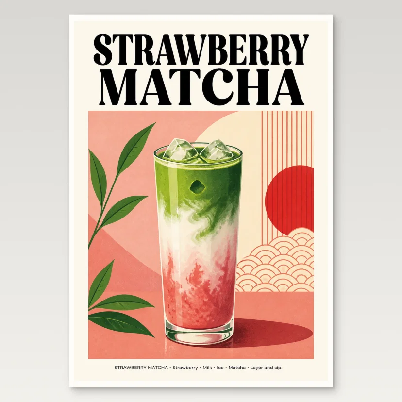 Strawberry Matcha Poster