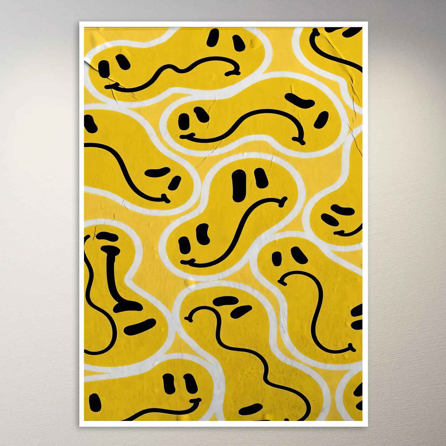 Yellow Smiley Face Pattern Background Poster
