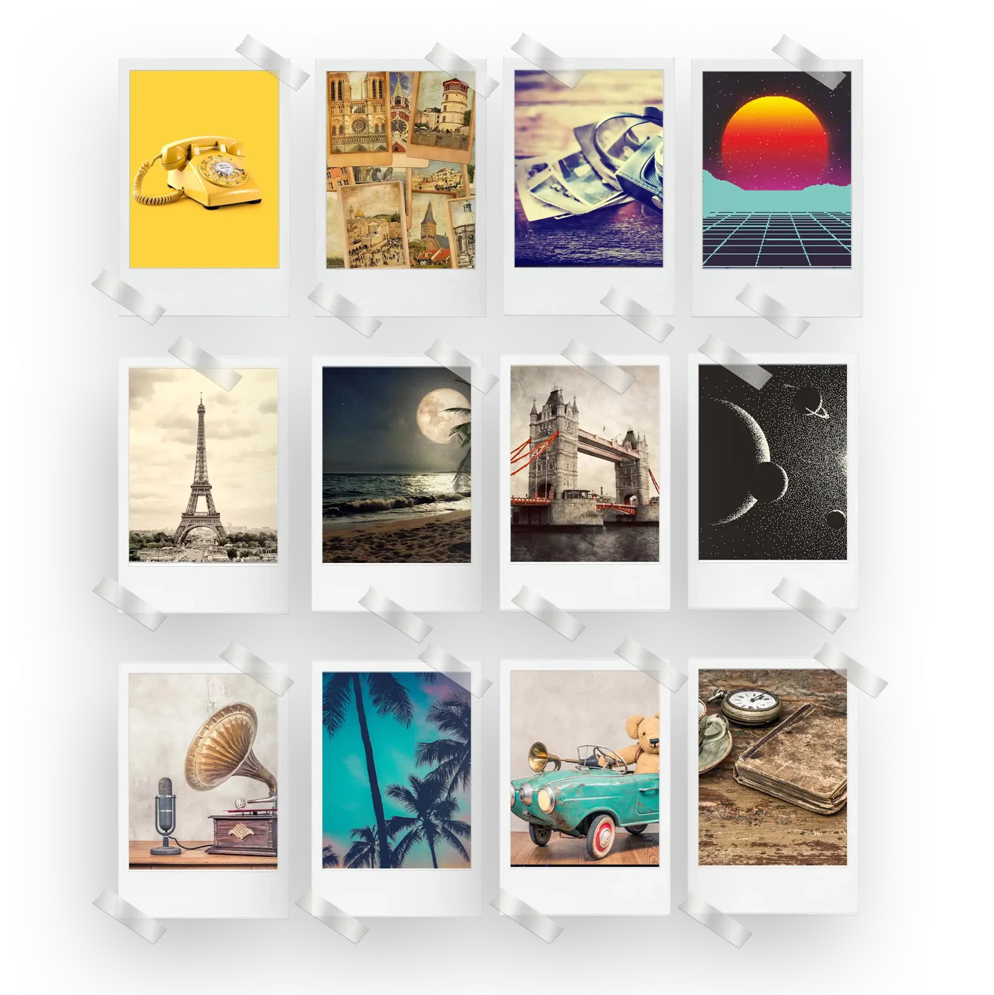 Retro Aesthetics Prints Set of 12