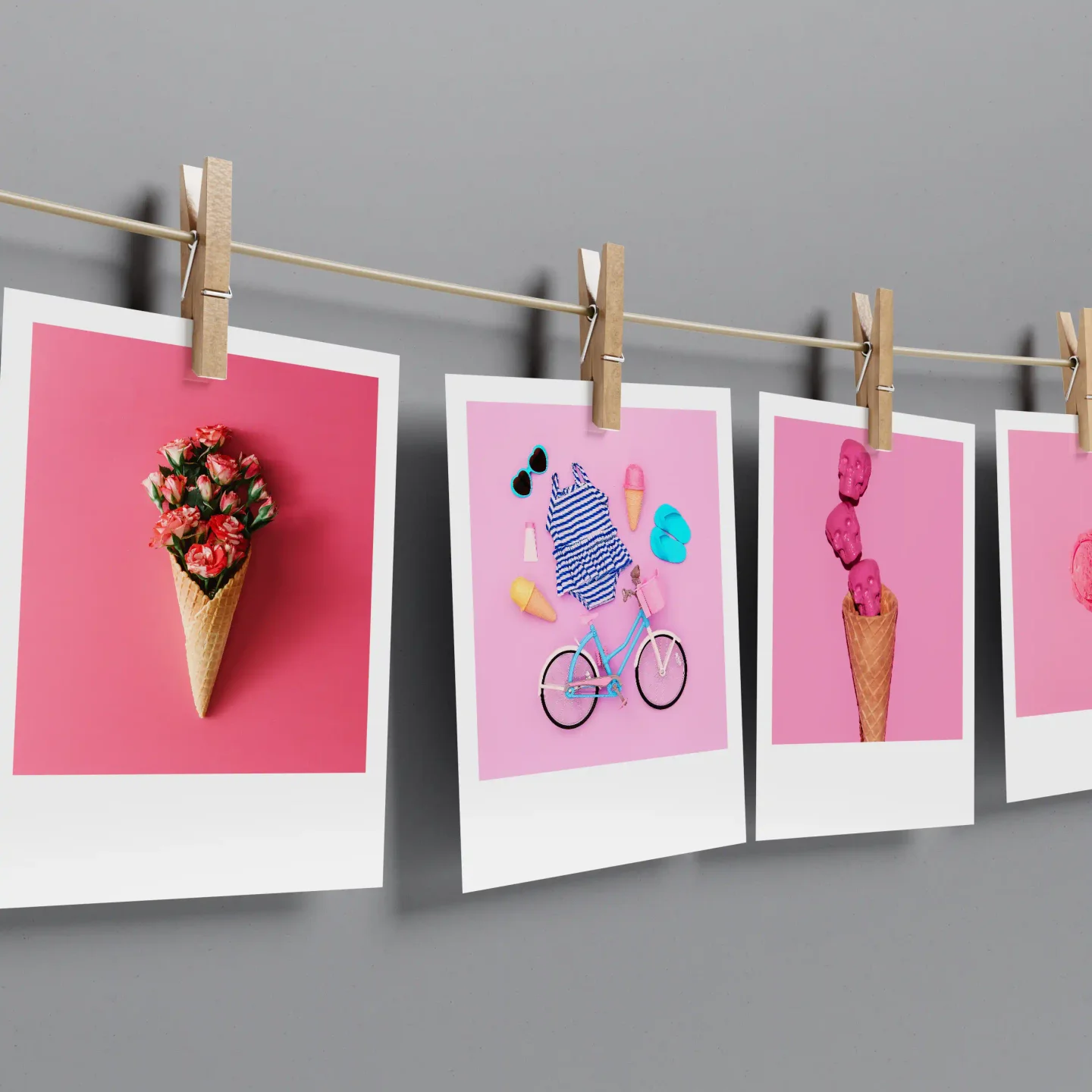 Pink Abstract Prints Set of 12