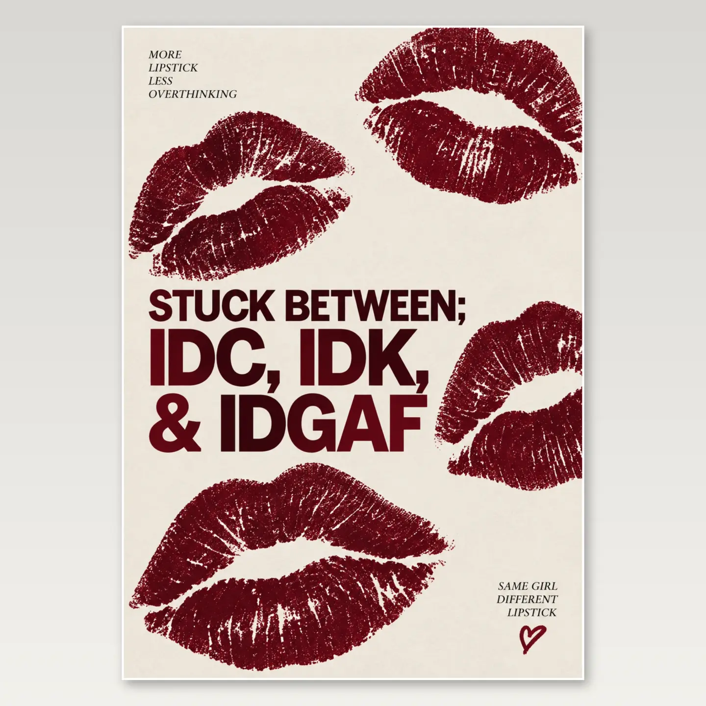 Burgundy Kiss Marks A4 Poster mockup