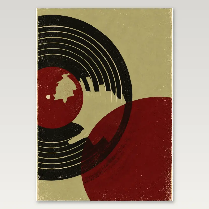 Red Vinyl Abstract A4 Poster