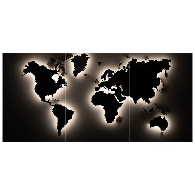 Illuminated World Map Split Poster (Set of 3)