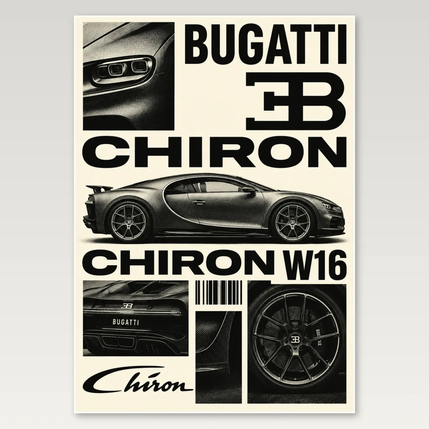 Bugatti Chiron A4 Poster mockup
