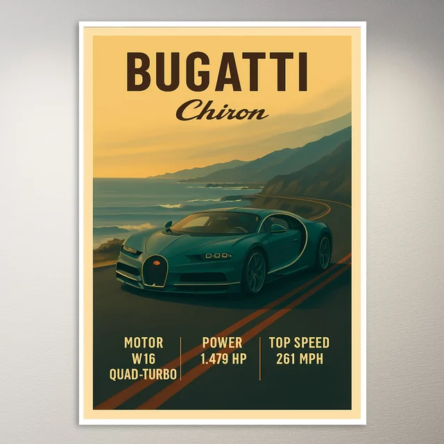 Bugatti Chiron Coastal Drive Poster