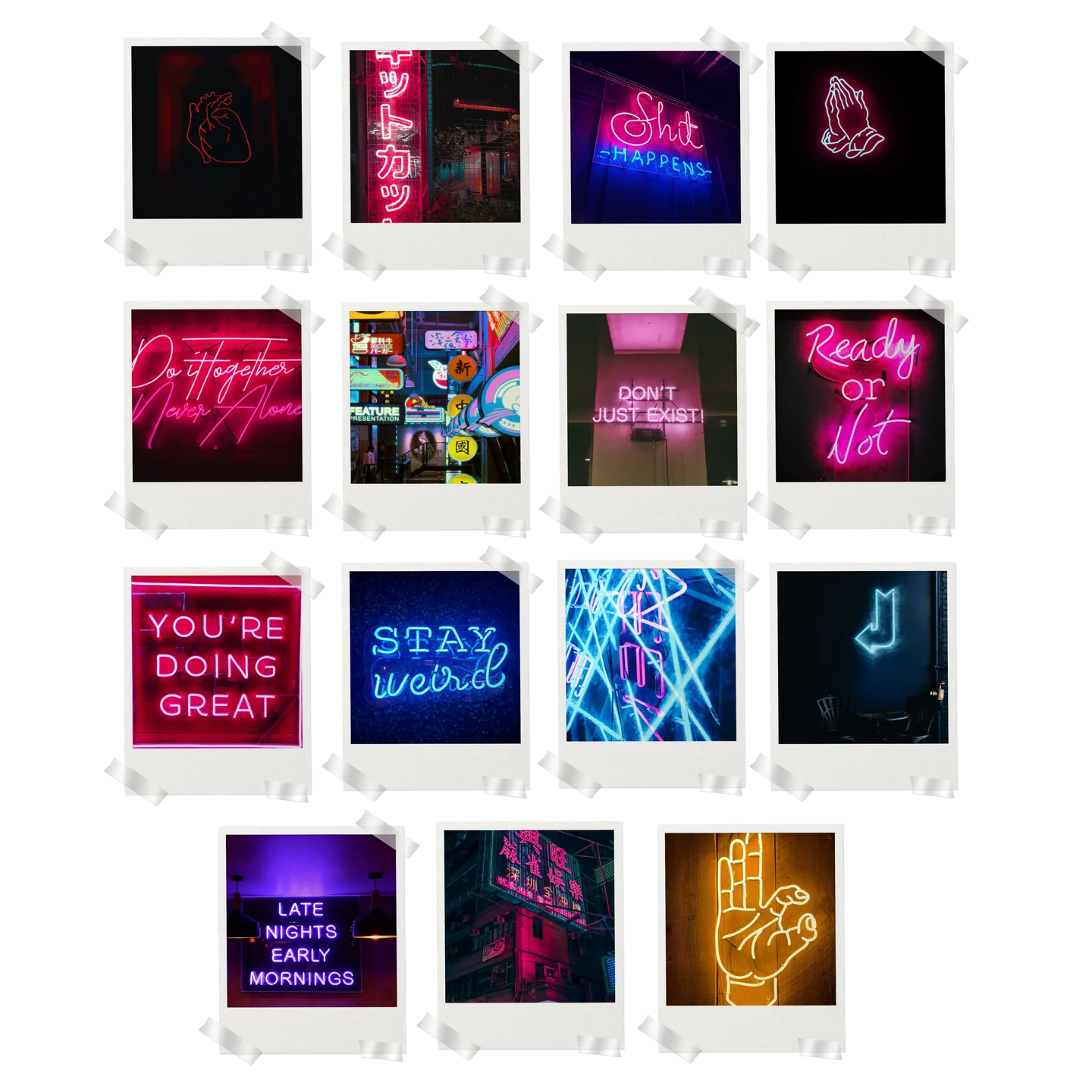 Neon Aesthetic Prints Set of 15