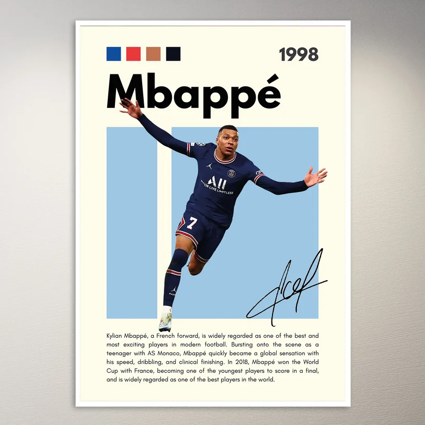 Kylian Mbappe 1998 Forward Poster