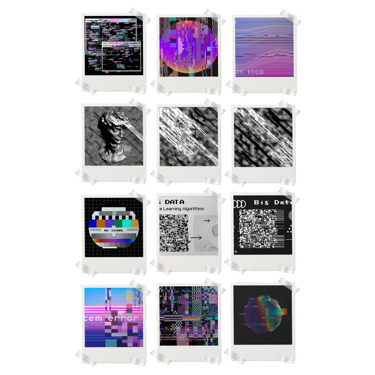 Glitch Aesthetic Prints Set of 12