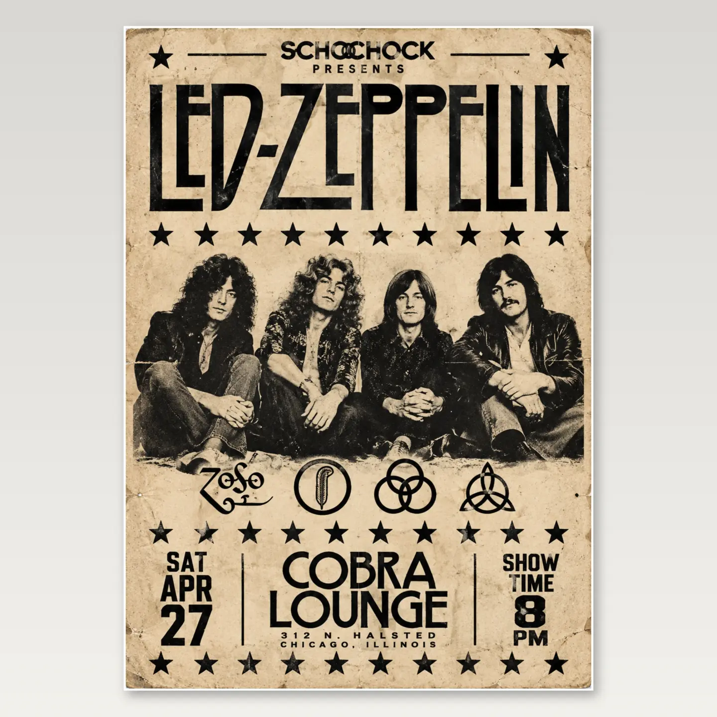Led Zeppelin School of Rock A4 Poster mockup