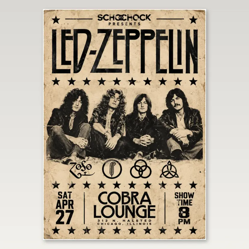 Led Zeppelin School of Rock A4 Poster