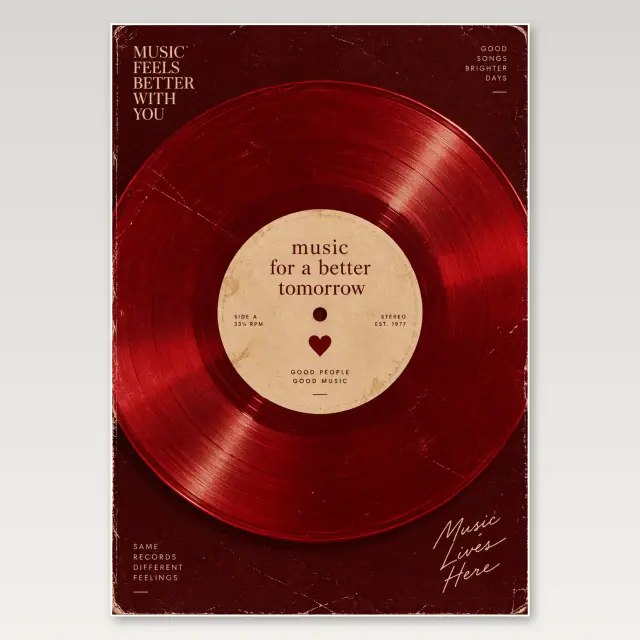 Red Vinyl Record A4 Poster