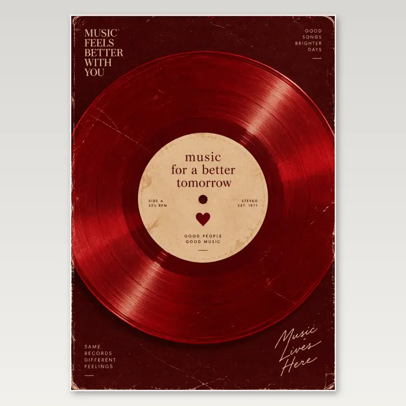 Red Vinyl Record A4 Poster