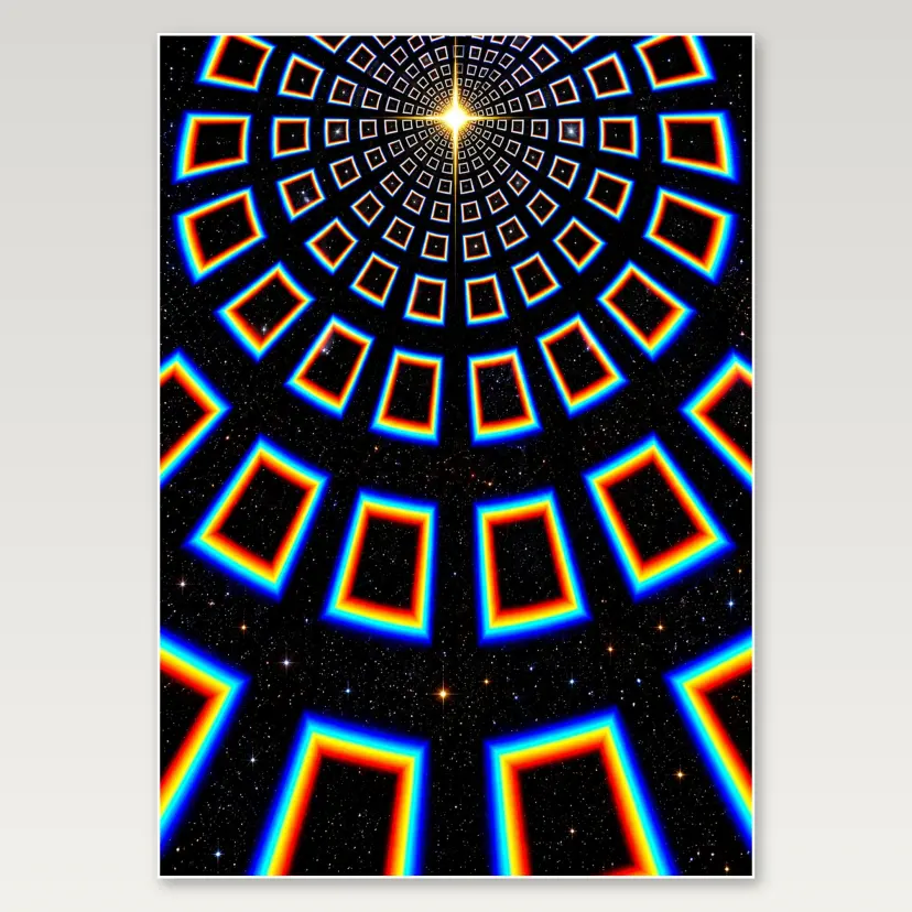 Chromatic Square Star Tunnel A4 Poster