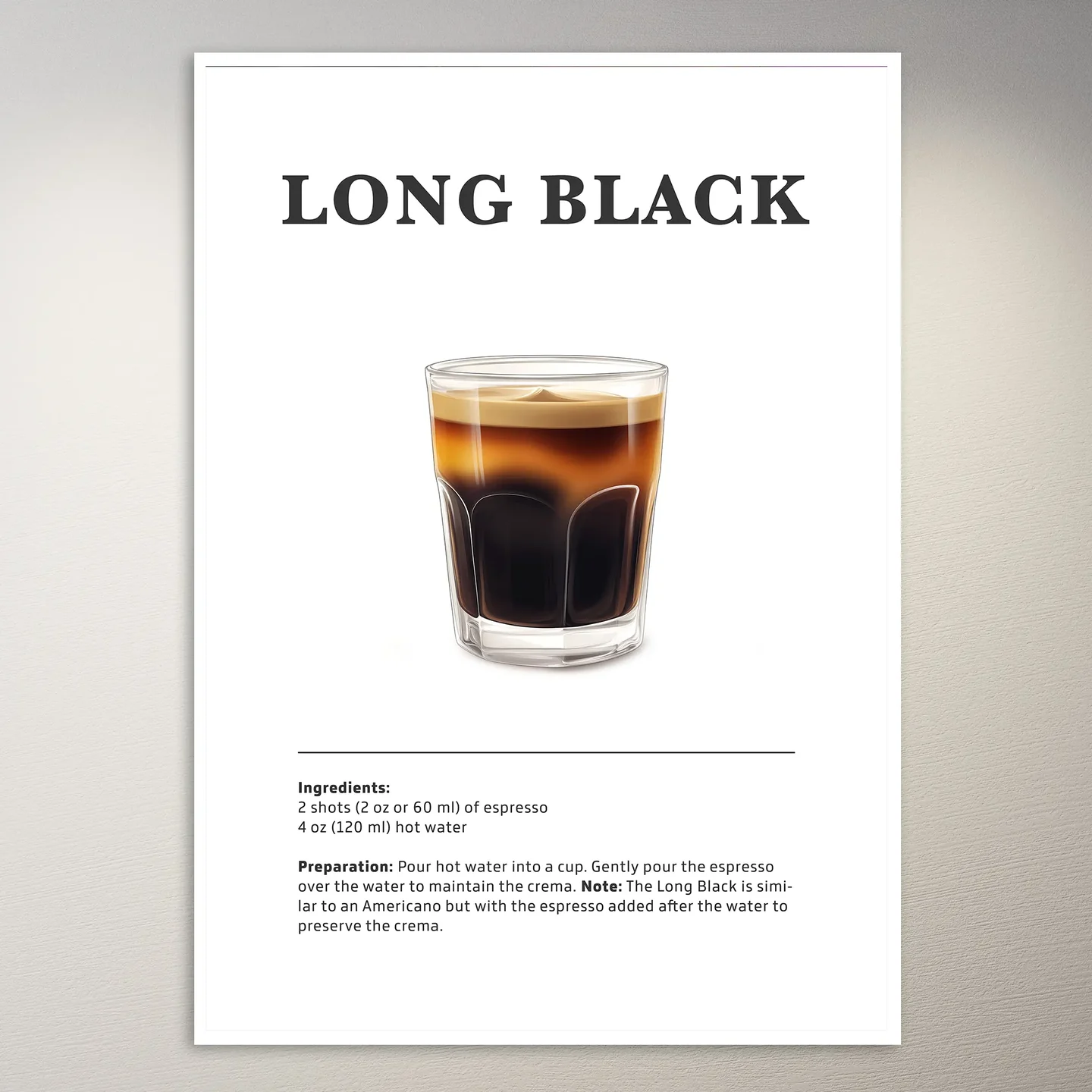 Long Black Coffee Drink Poster