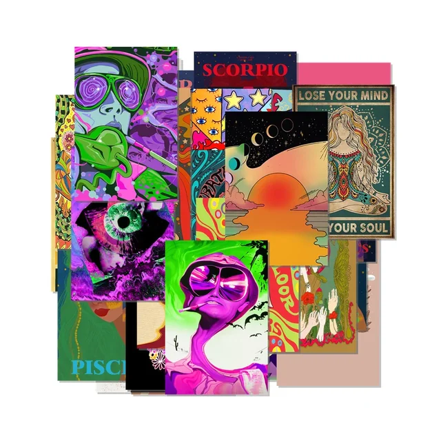 Hippie Art Set of 50 Collage Kit