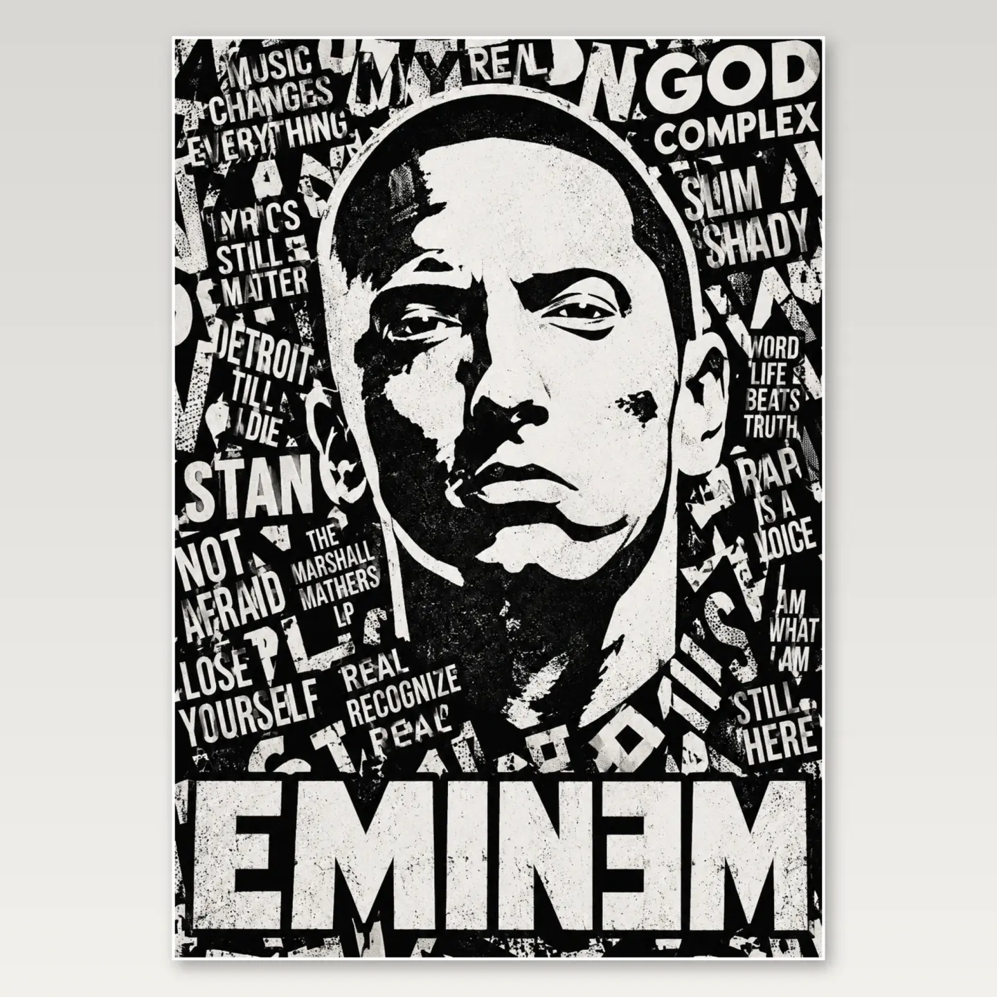 Eminem Newsprint A4 Poster mockup