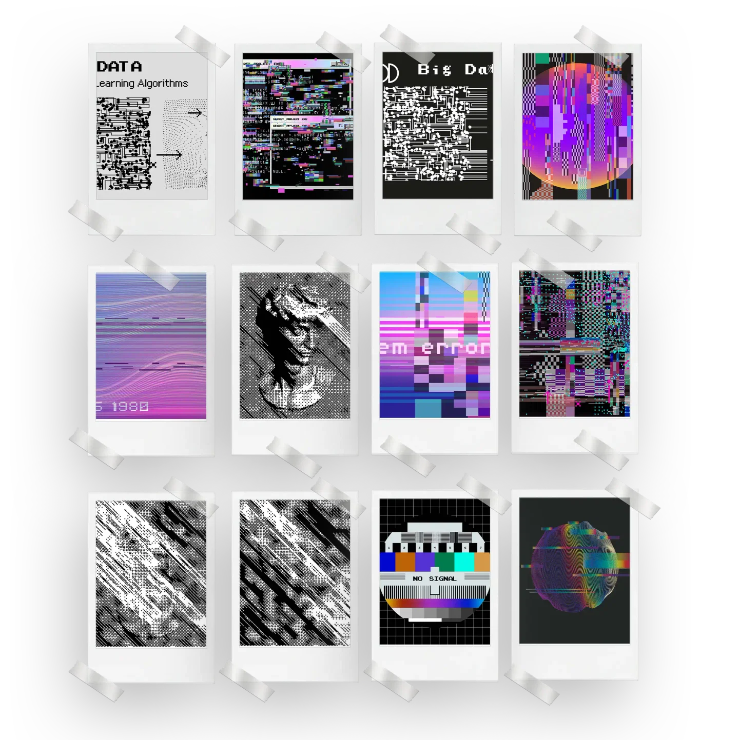 Glitch Aesthetic Prints Set of 12