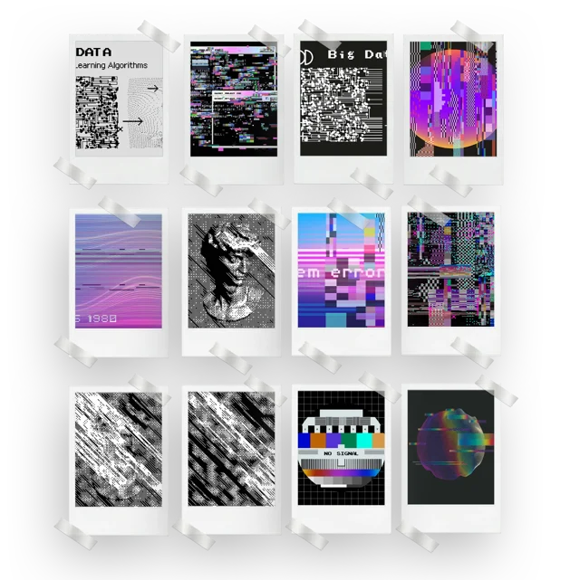 Glitch Aesthetic Prints Set of 12