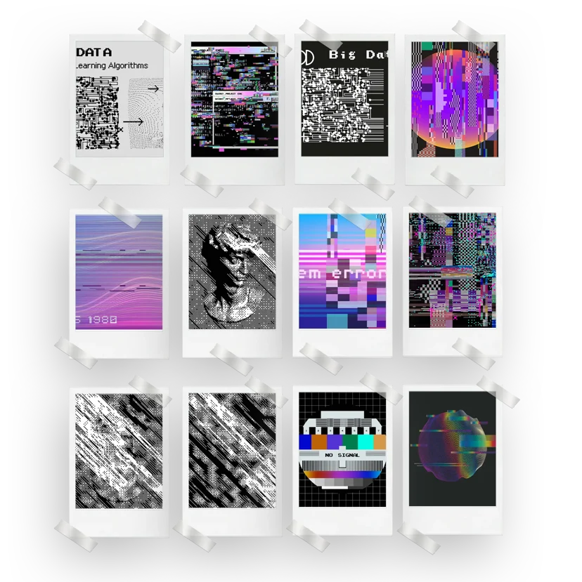 Glitch Aesthetic Prints Set of 12