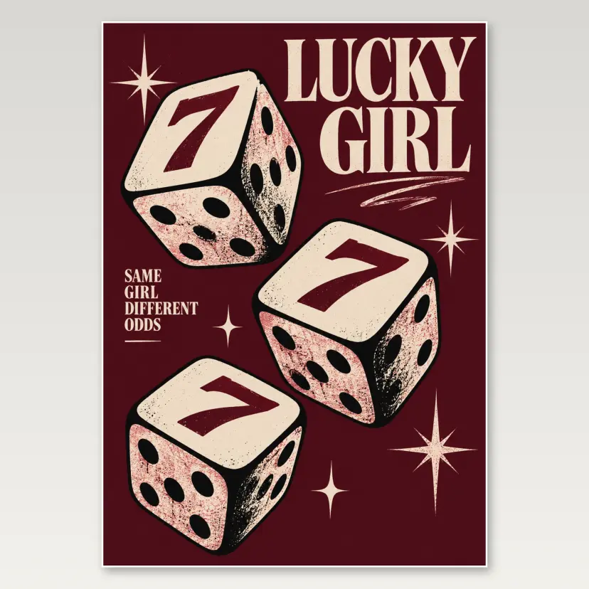 Pink Dice Lucky Seven A4 Poster