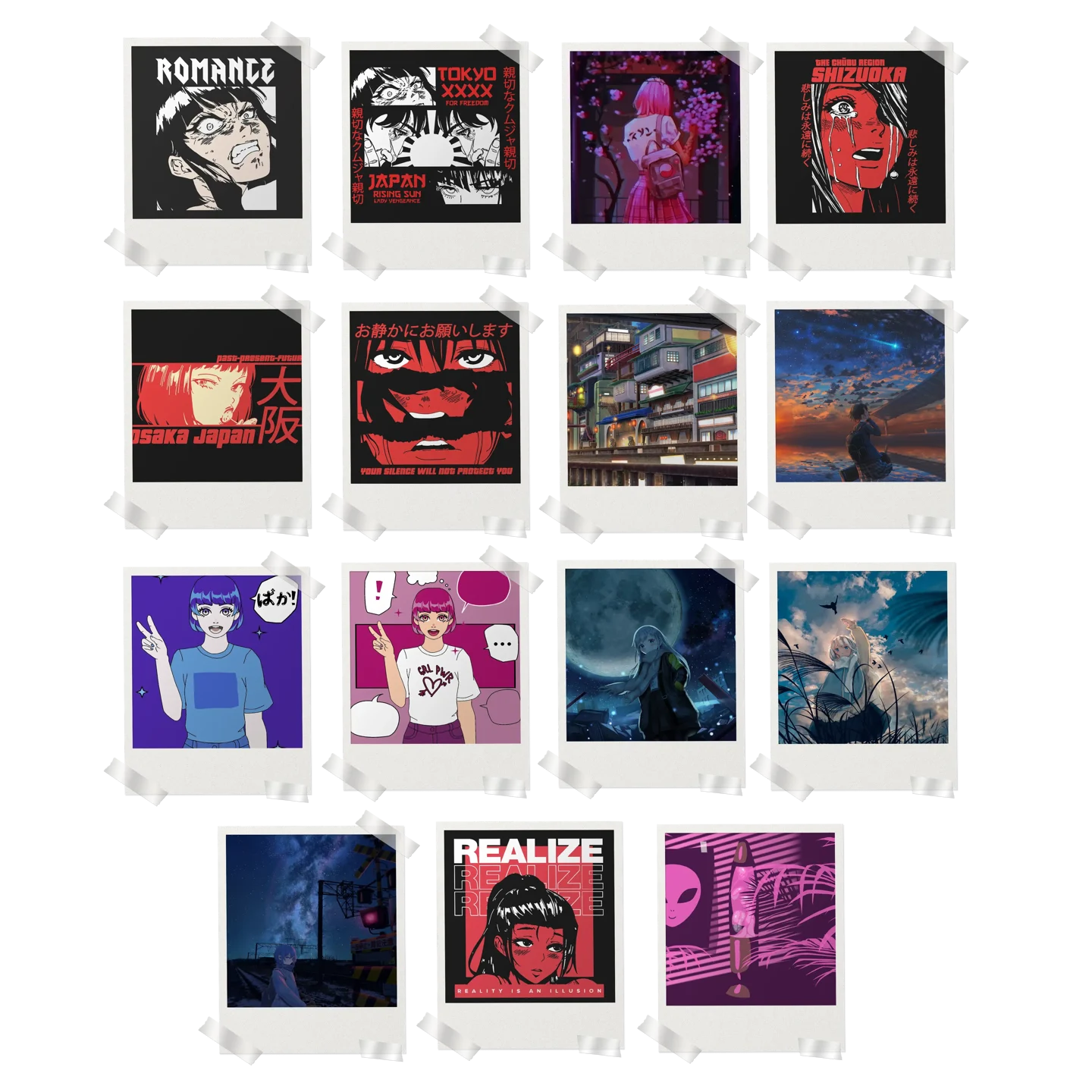 Anime Aesthetic Prints Set of 15