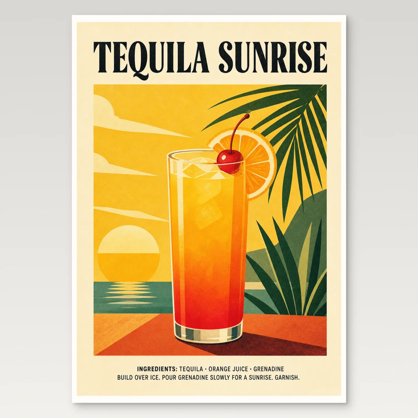 Tequila Sunrise Poster mockup