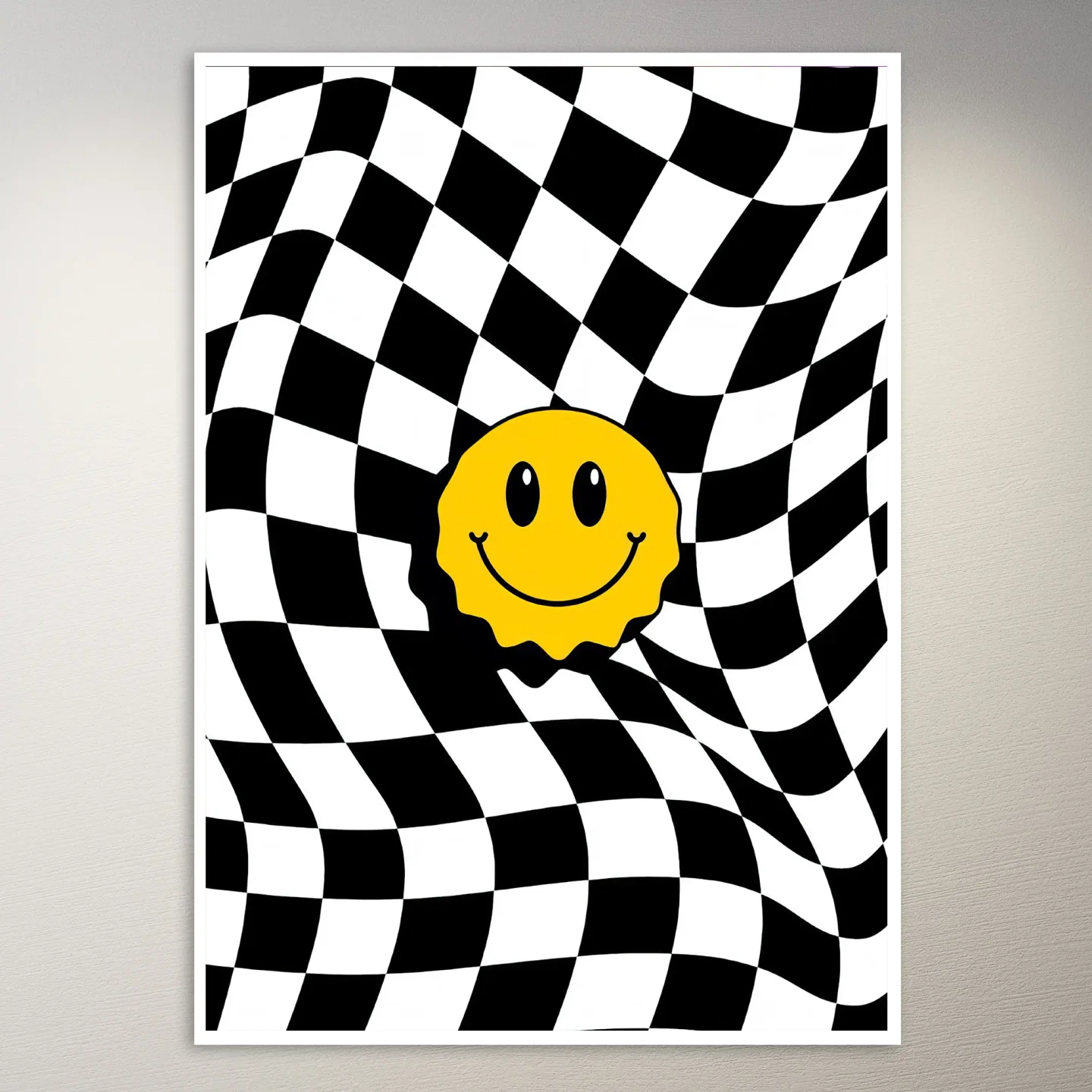 Checkered Flag and Smiley Face Poster
