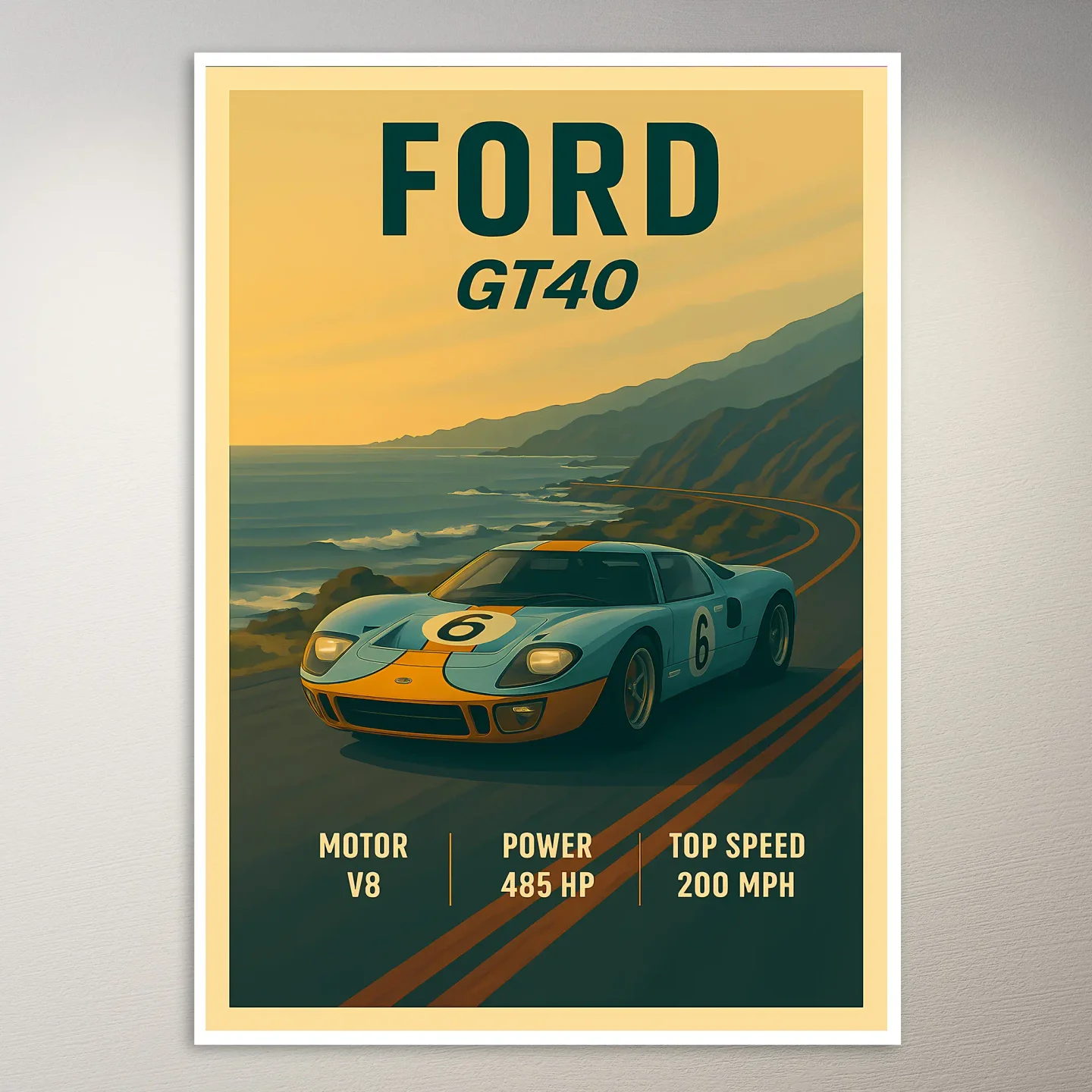 Ford GT40 Race Car Poster