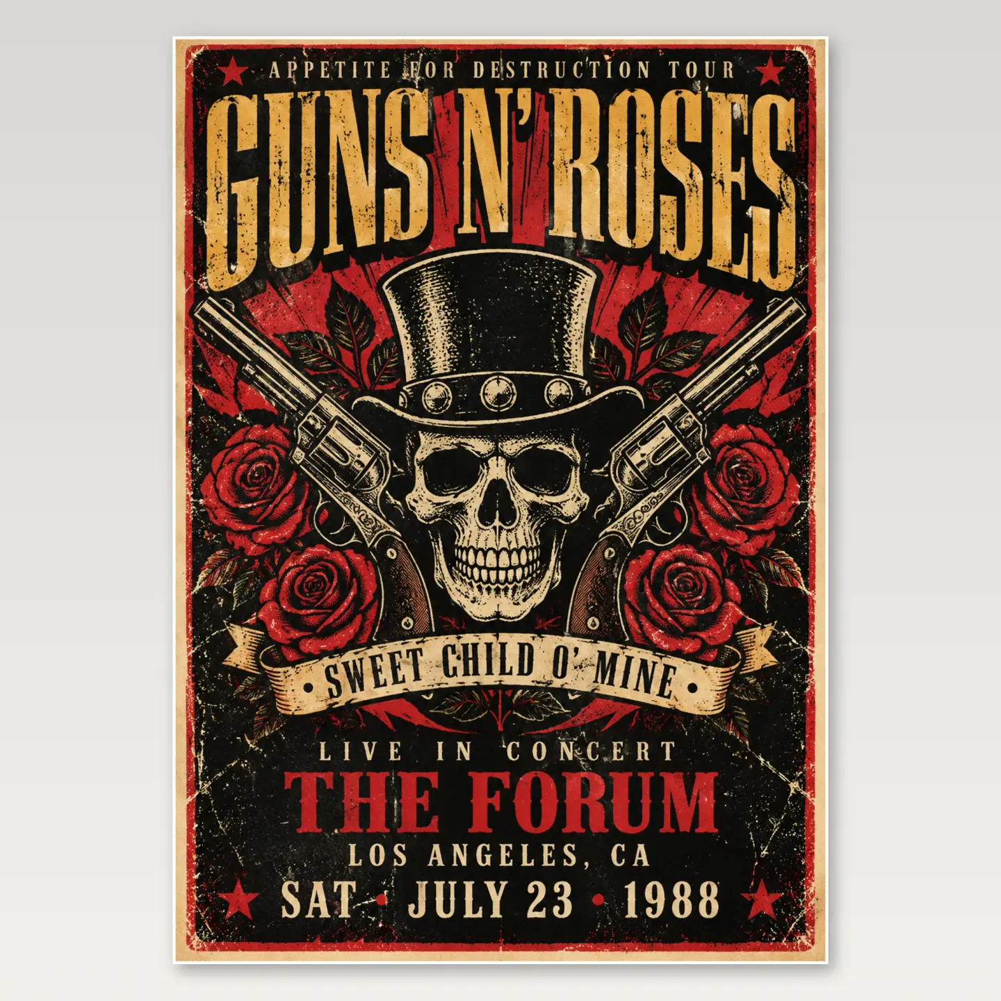 Guns N Roses Floral A4 Poster mockup